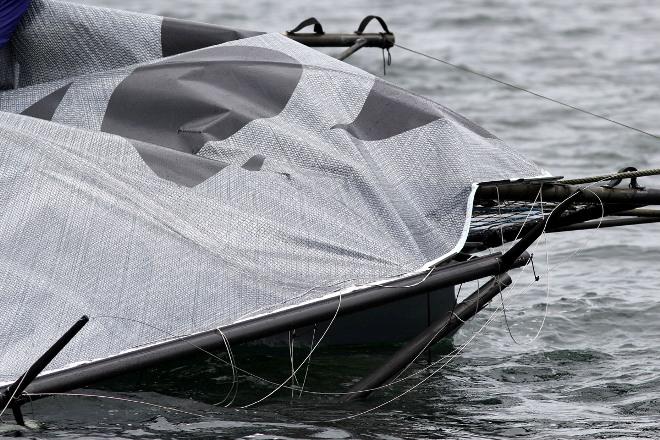 Part of the aftermath to Noakes Youth skiff - 2015 NSW 18ft Skiff Championship © Frank Quealey /Australian 18 Footers League http://www.18footers.com.au